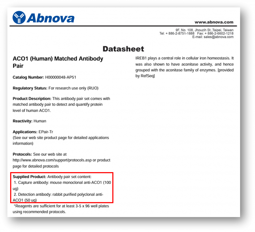 [Abnova] Sandwich ELISA Antibody Pair - 서린바이오사이언스